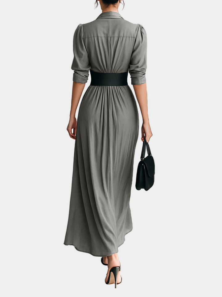 Zoe - Belted Long Pleated Dress