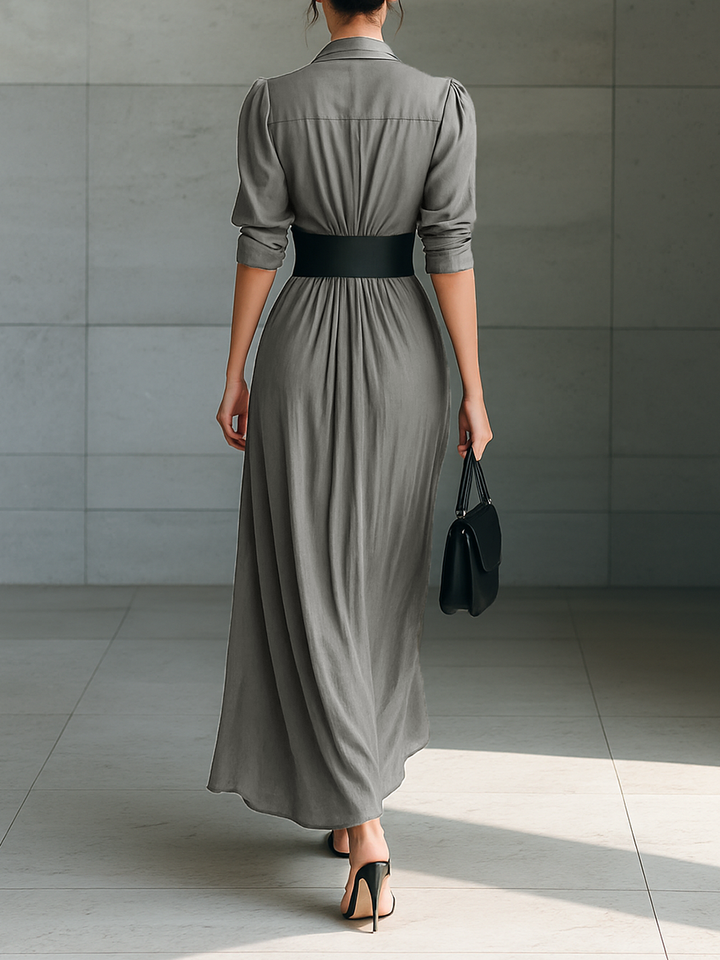 Fabiola | Belted Pleated Maxi Dress