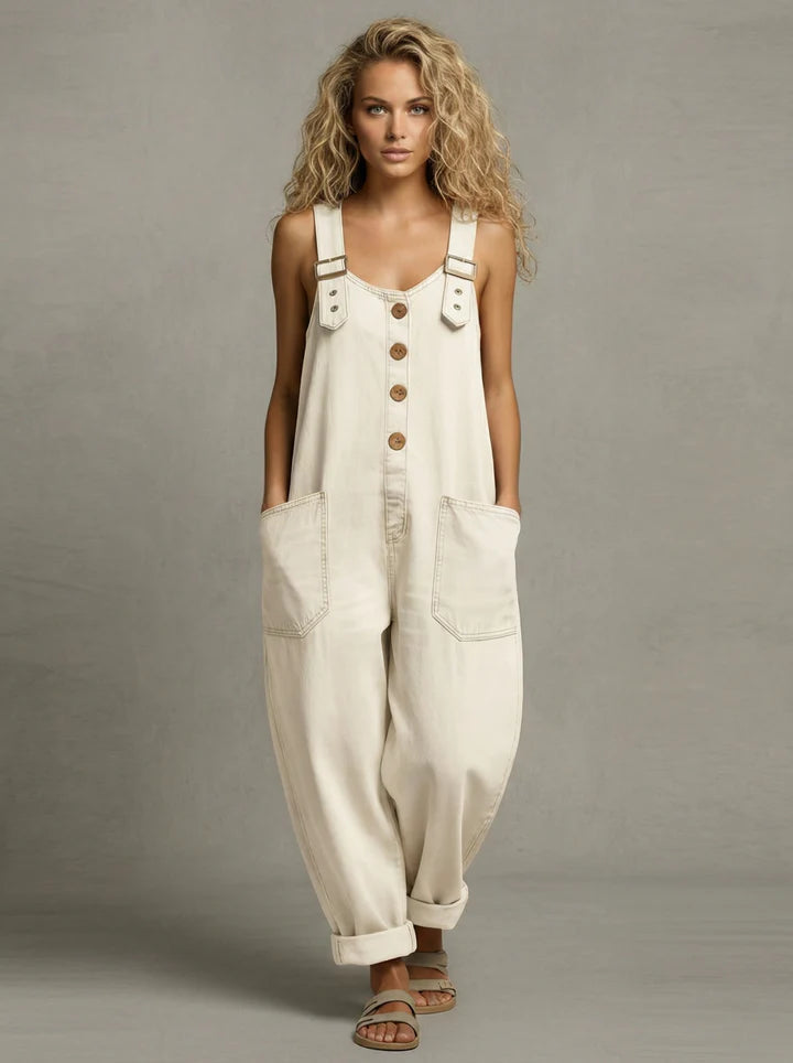 Leila - Chic Denim Jumpsuit Featuring Convenient Pockets