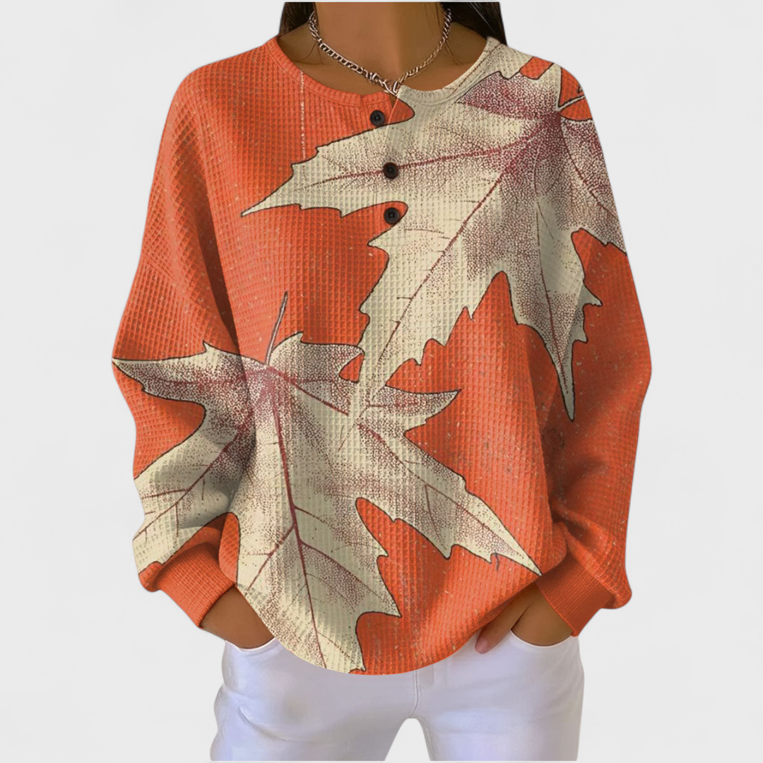 Women's Patterned Hoodie in Orange