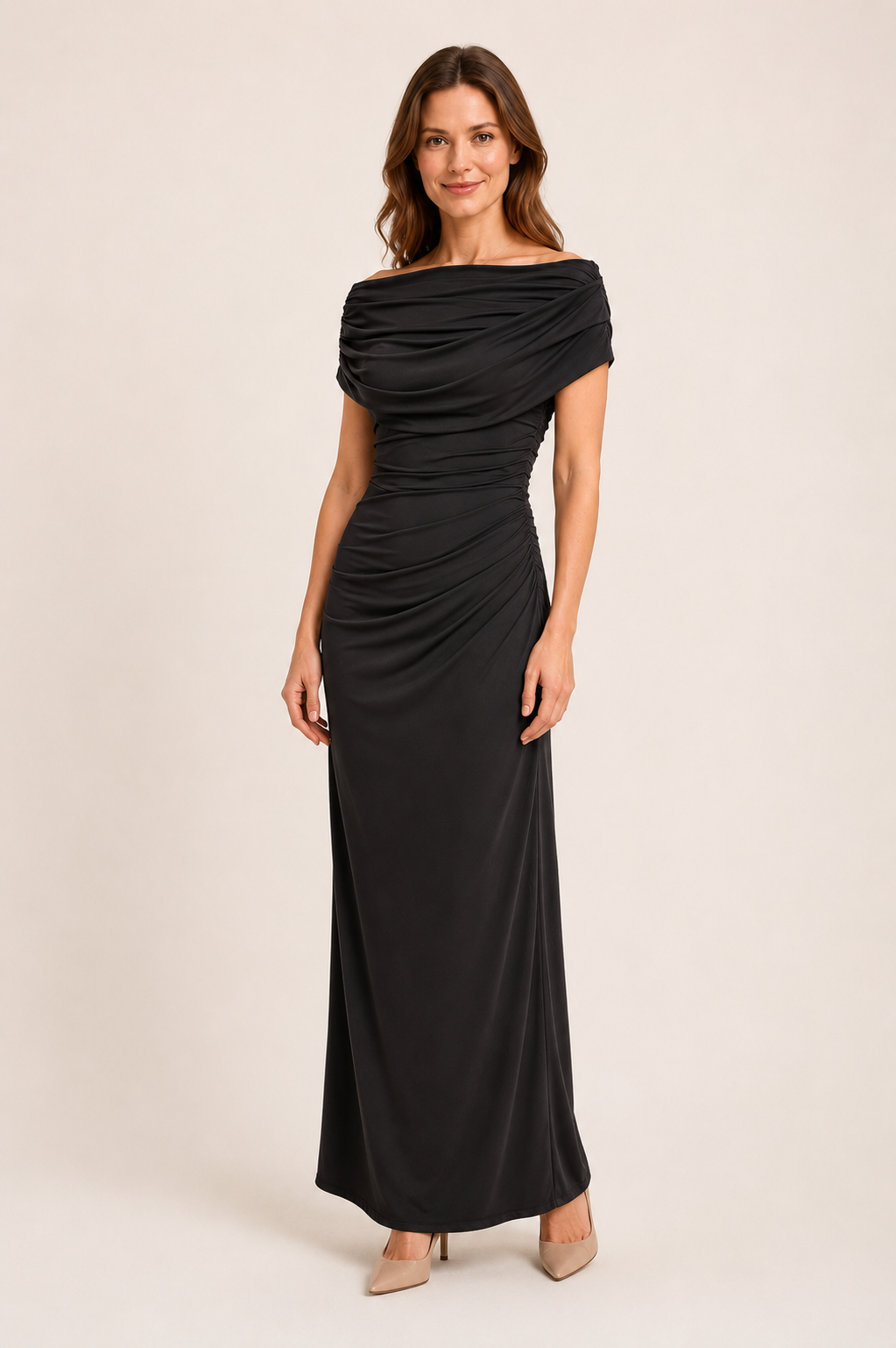Melisa | Maxi Dress Featuring a Draped Neckline and Gathered Waist