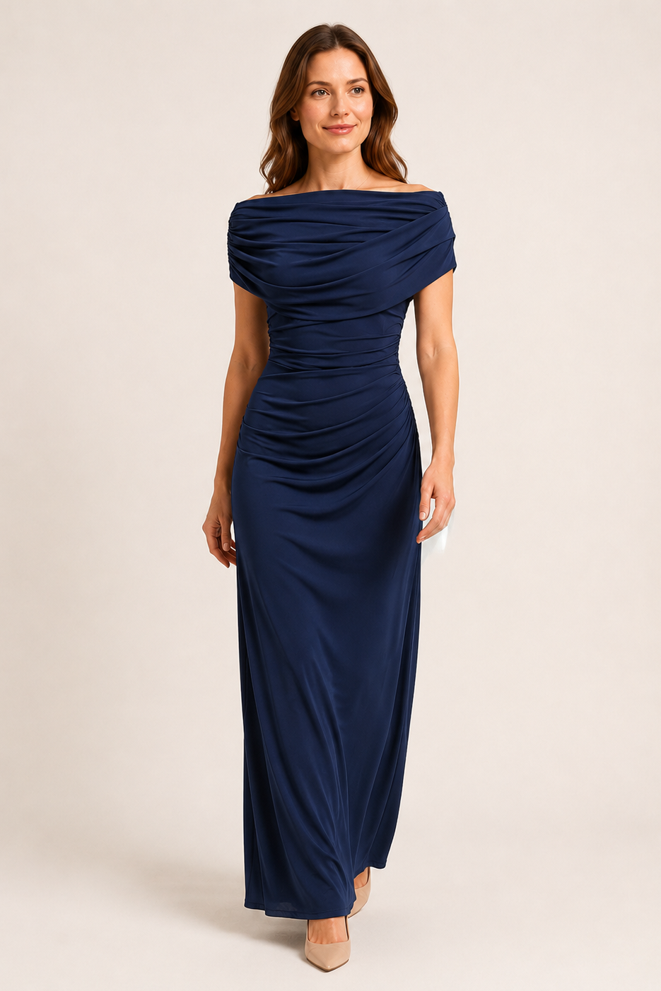 Melisa | Maxi Dress Featuring a Draped Neckline and Gathered Waist