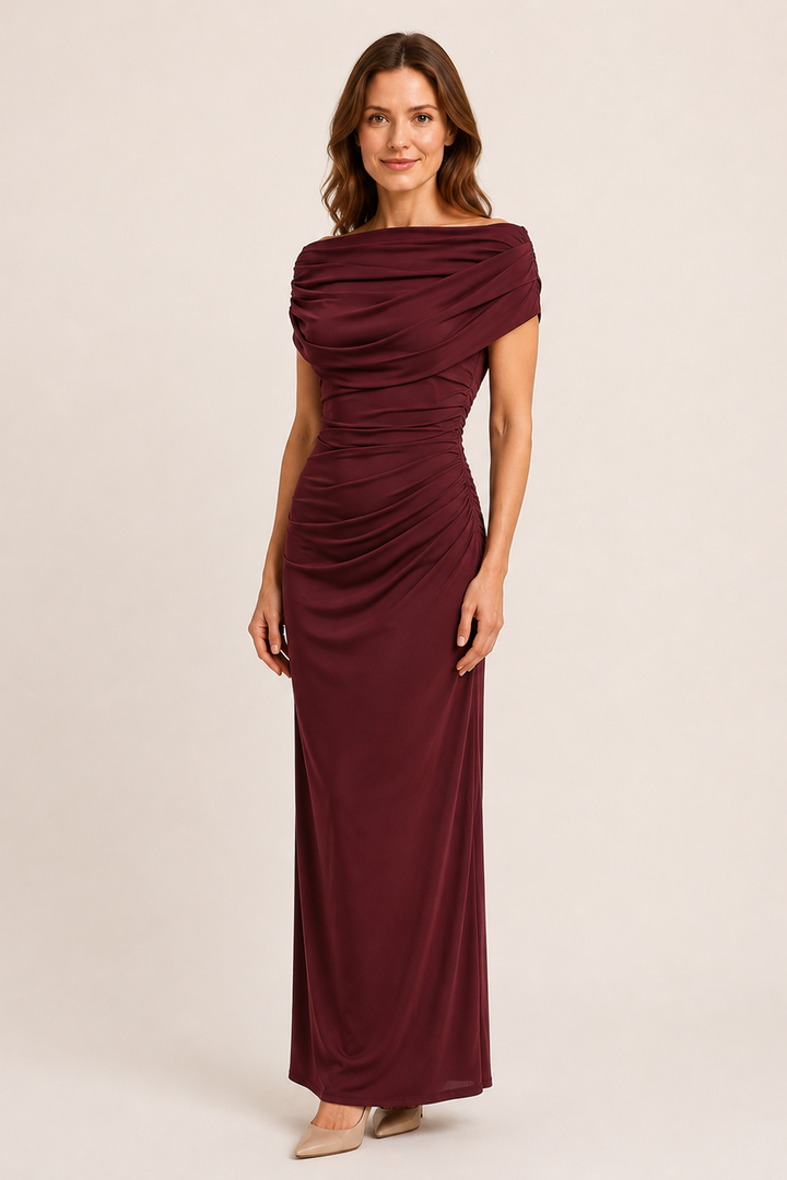 Melisa | Maxi Dress Featuring a Draped Neckline and Gathered Waist