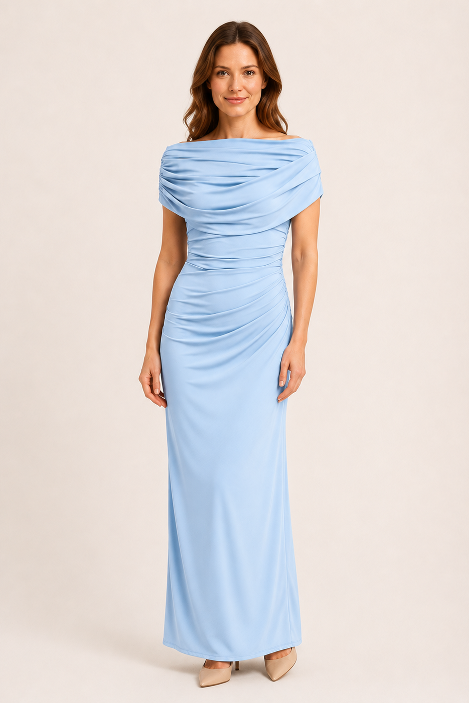 Melisa | Maxi Dress Featuring a Draped Neckline and Gathered Waist