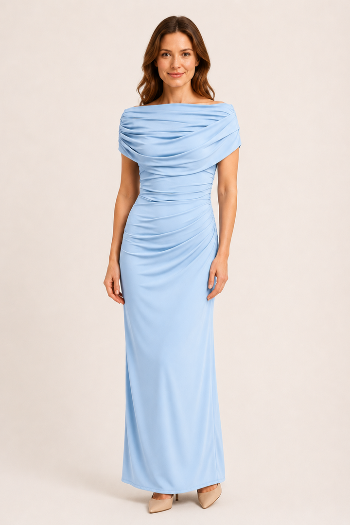 Melisa | Maxi Dress Featuring a Draped Neckline and Gathered Waist
