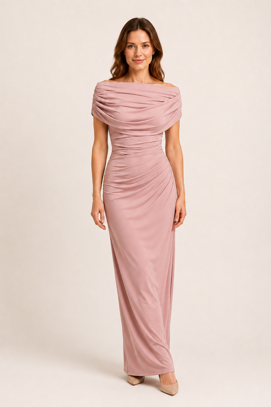 Melisa | Maxi Dress Featuring a Draped Neckline and Gathered Waist
