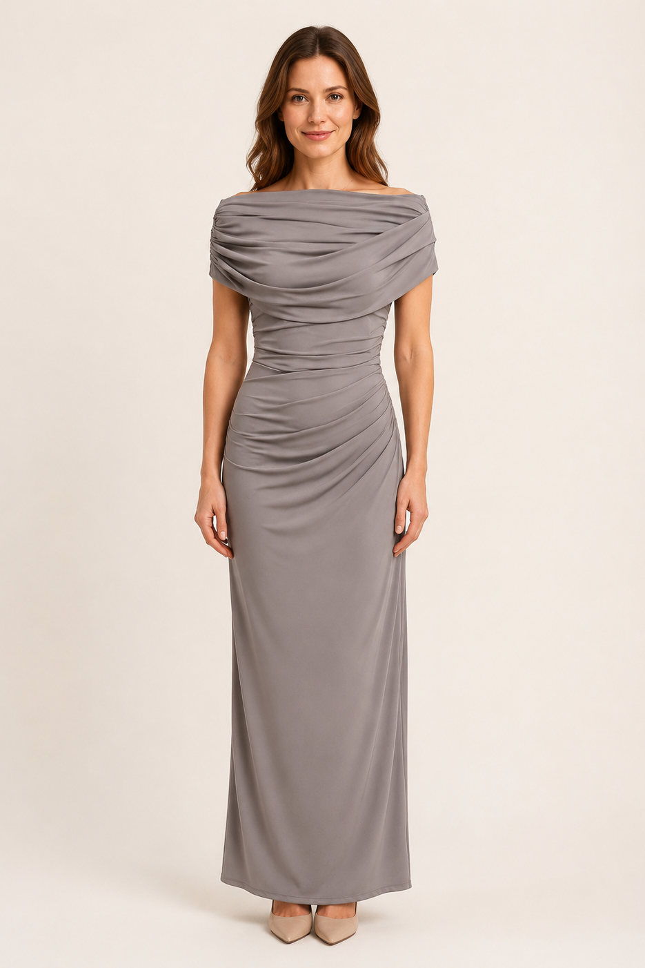 Melisa | Maxi Dress Featuring a Draped Neckline and Gathered Waist