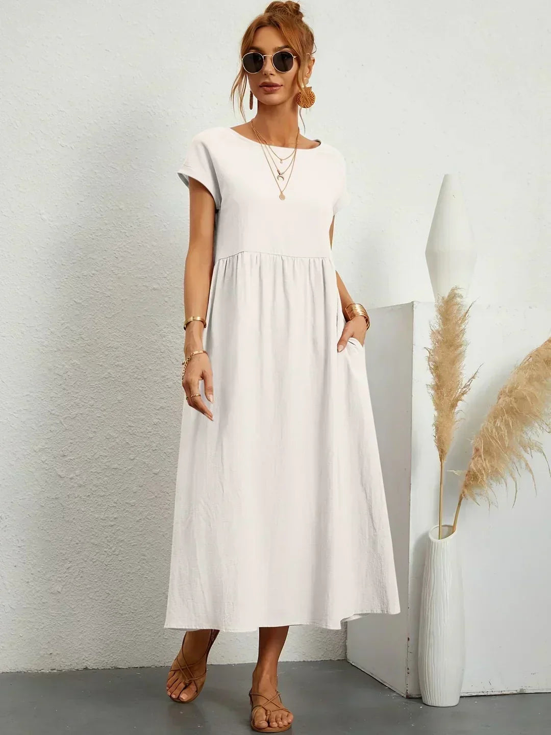 Maya | Breezy White Midi Dress