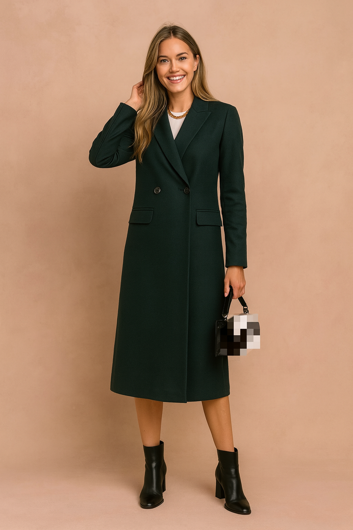 Elegant Double-Fastening Long Hair Coat