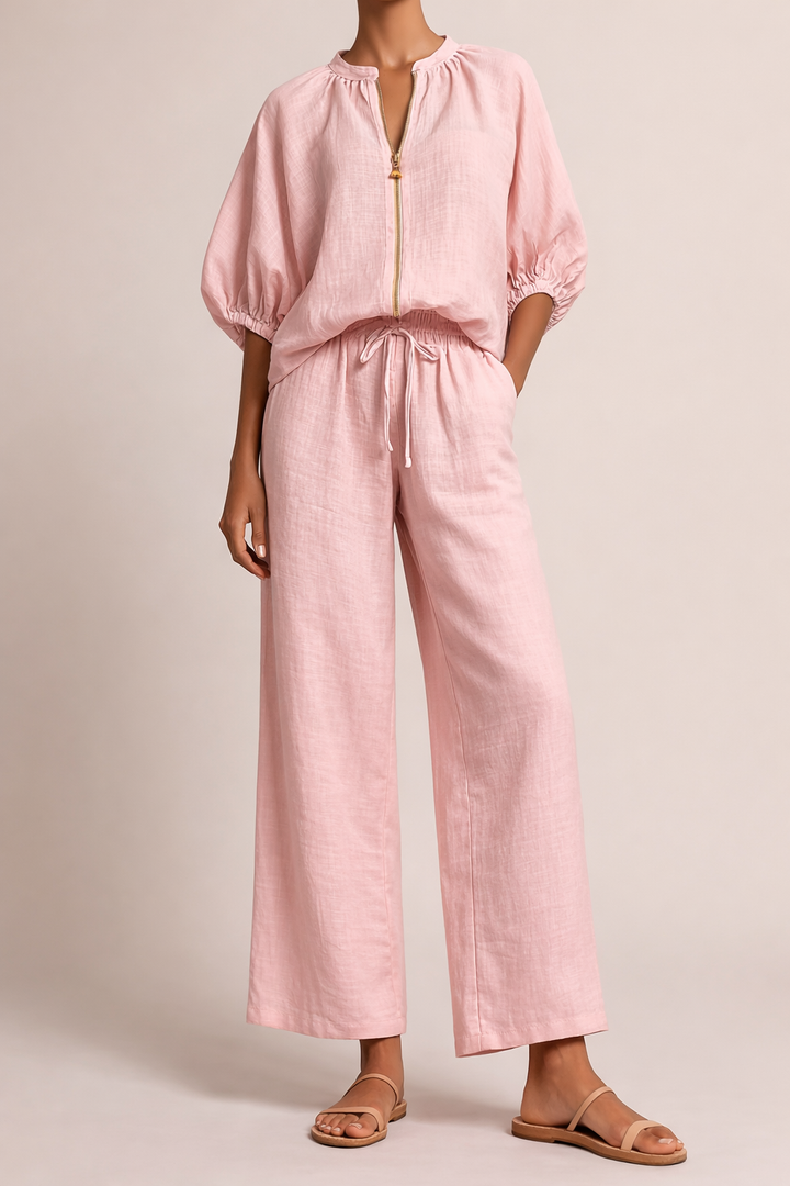Nina | Lightweight Two-Piece Set with Wide-Leg Trousers