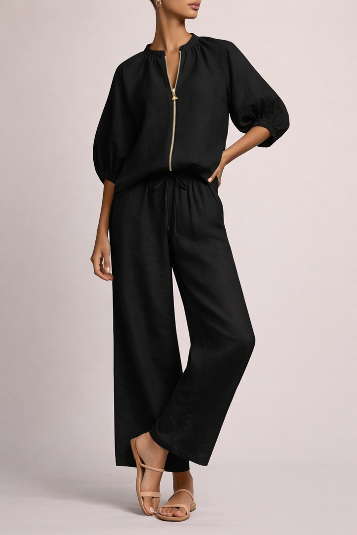 Nina | Lightweight Two-Piece Set with Wide-Leg Trousers