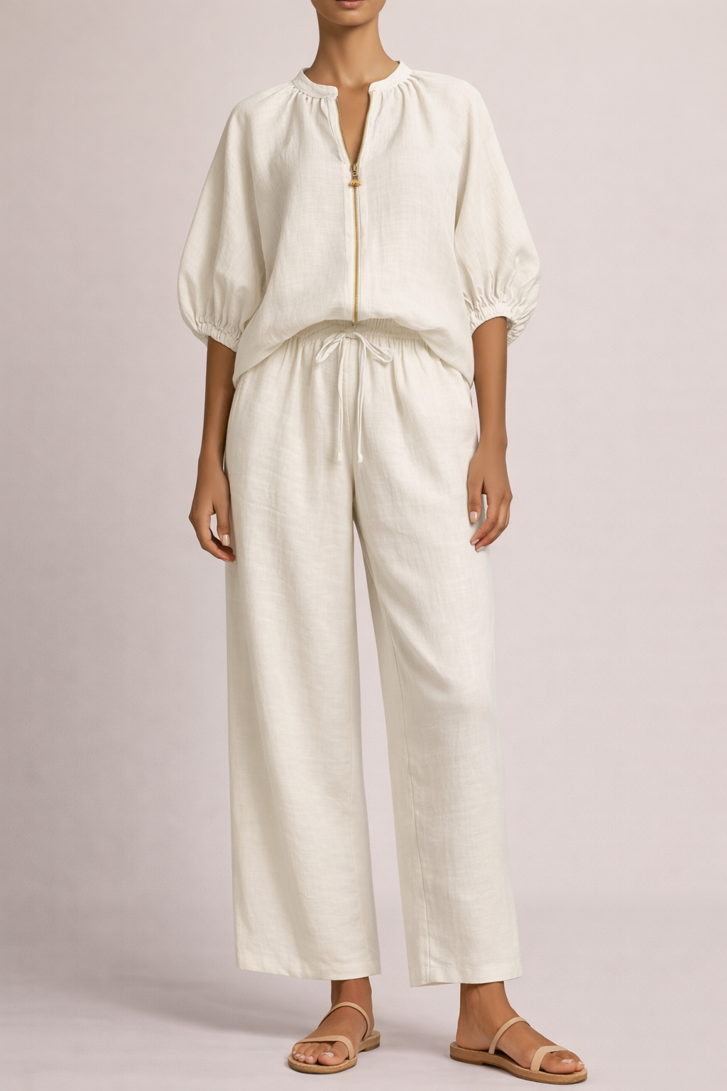 Nina | Lightweight Two-Piece Set with Wide-Leg Trousers
