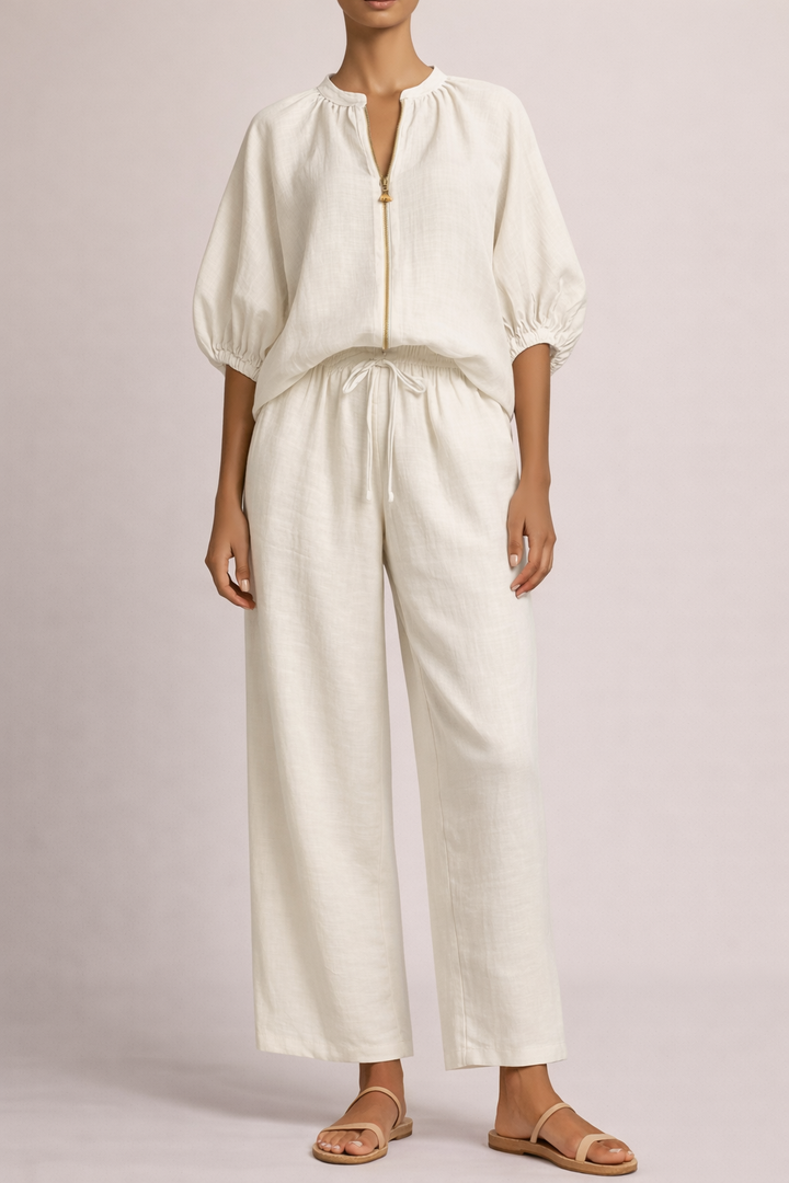 Nina | Lightweight Two-Piece Set with Wide-Leg Trousers