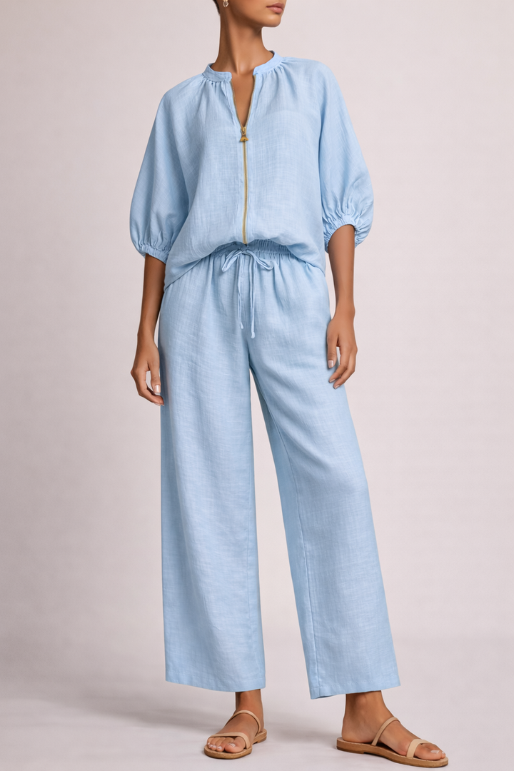 Nina | Lightweight Two-Piece Set with Wide-Leg Trousers