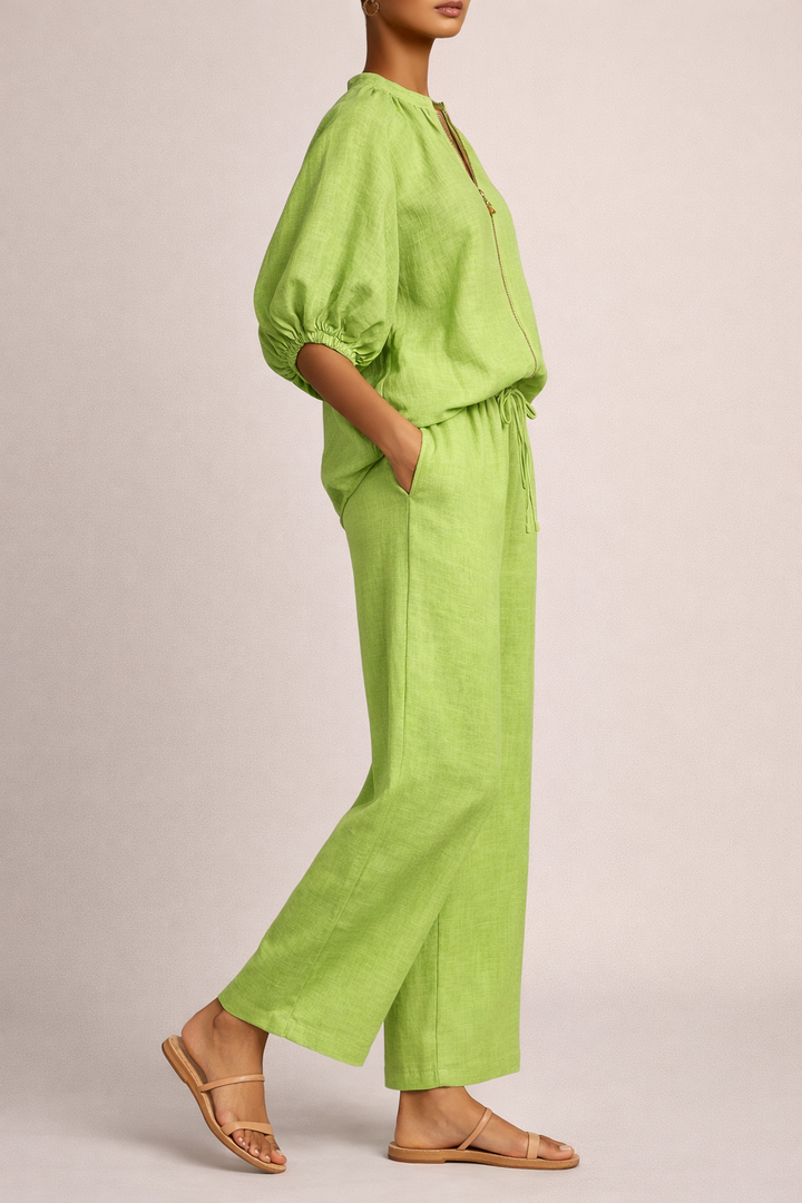 Nina | Lightweight Two-Piece Set with Wide-Leg Trousers
