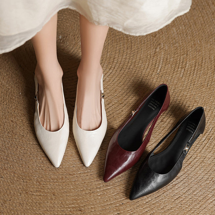 Zephy Genuine Leather Pointed Flats