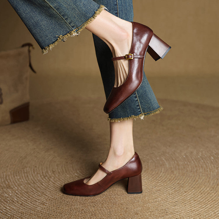 Genuine Leather Heels Lenara