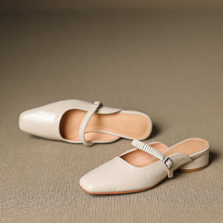 Elyne Genuine Leather Mary Jane Mules