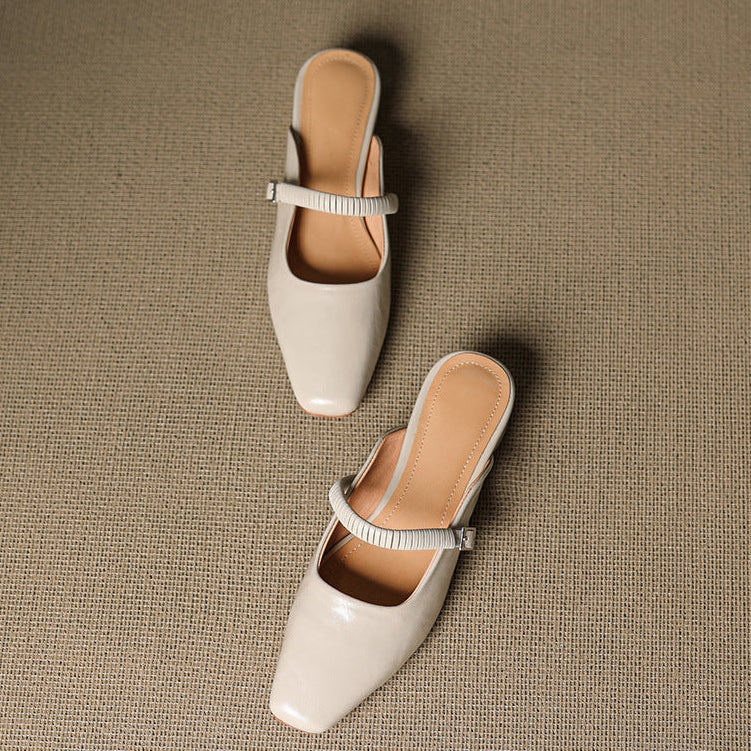Elyne Genuine Leather Mary Jane Mules