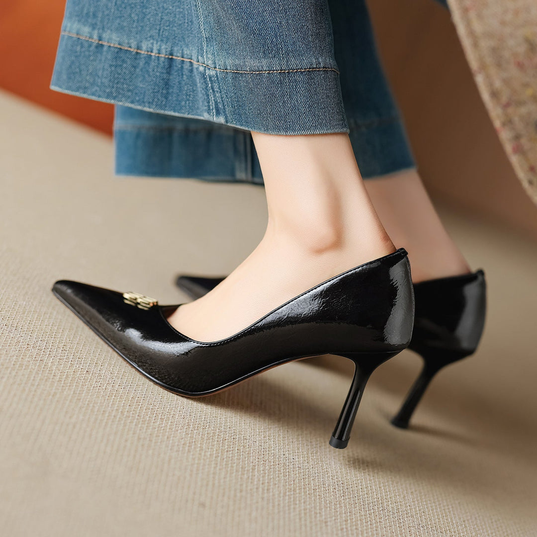 Genuine Leather Heels Bluer