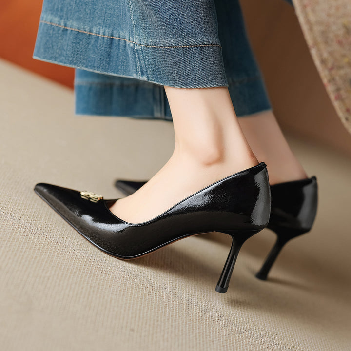 Genuine Leather Heels Bluer