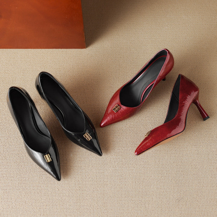 Genuine Leather Heels Bluer