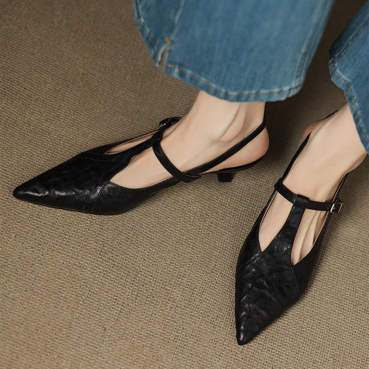 Black Heels Made of Genuine Leather