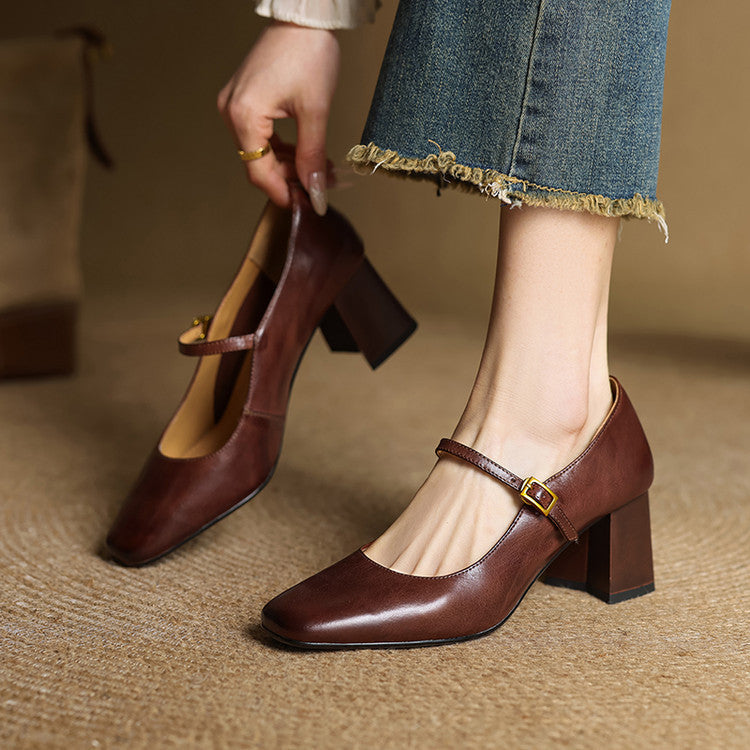 Genuine Leather Heels Lenara