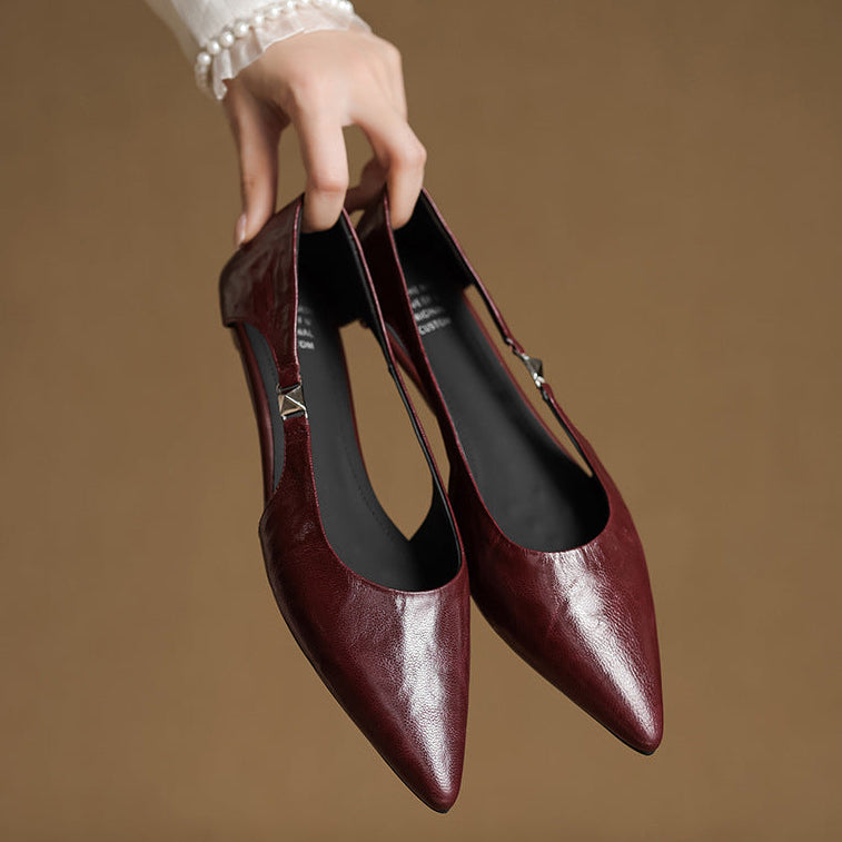 Zephy Genuine Leather Pointed Flats