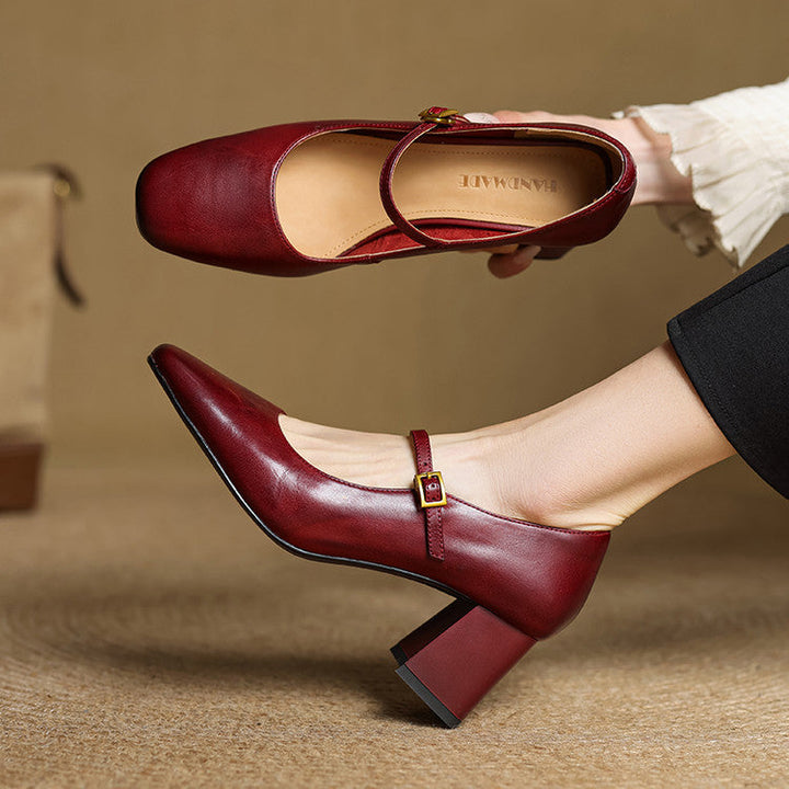 Genuine Leather Heels Lenara