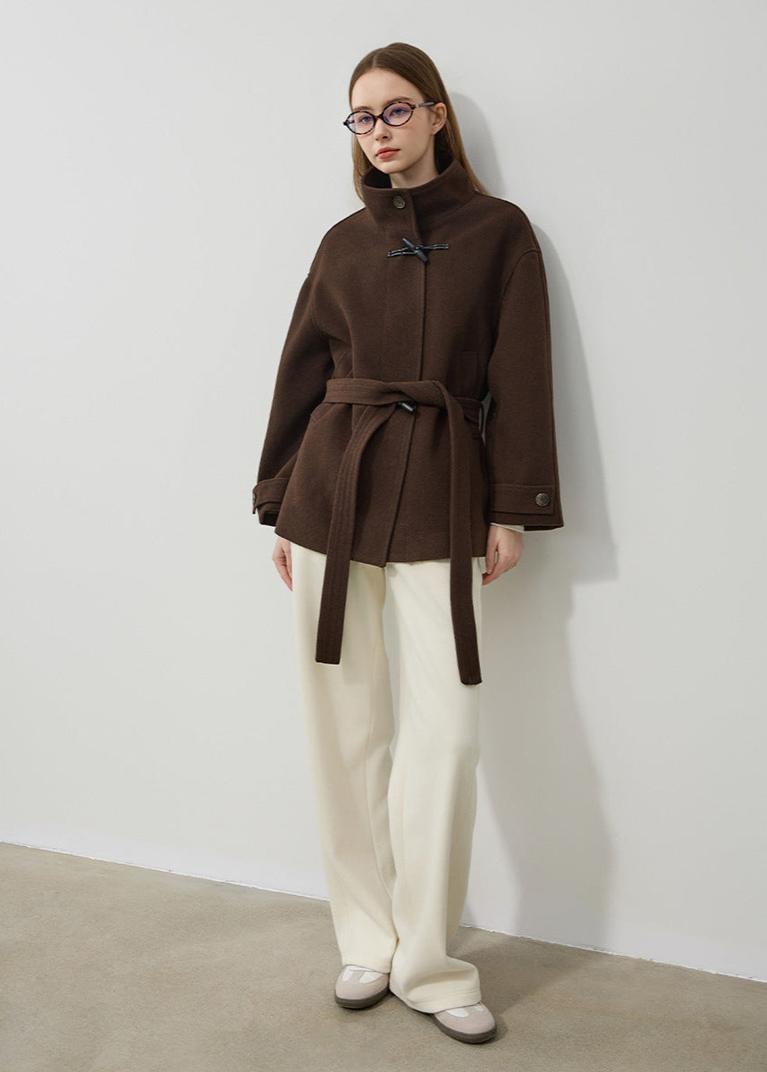 Classic Wool Belted Coat for Women