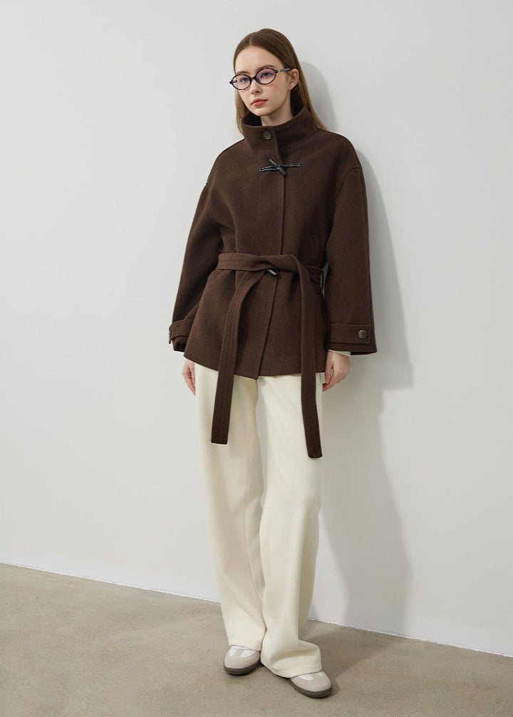 Classic Wool Belted Coat for Women