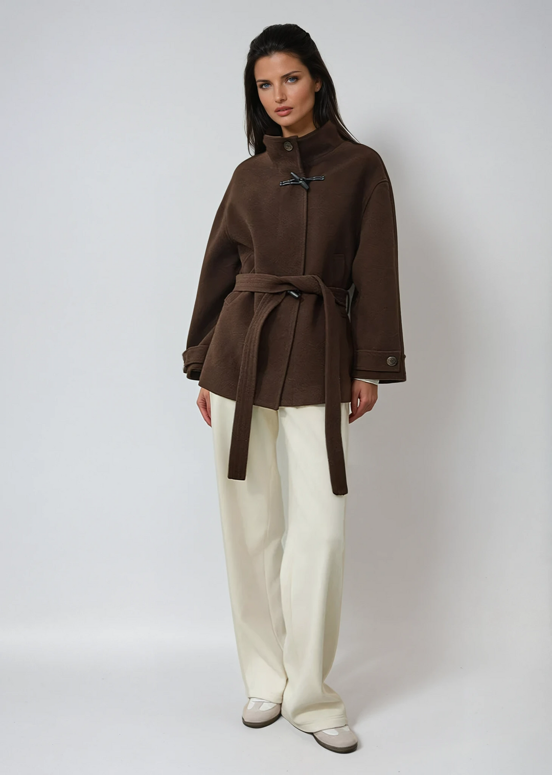 Classic Wool Belted Coat for Women