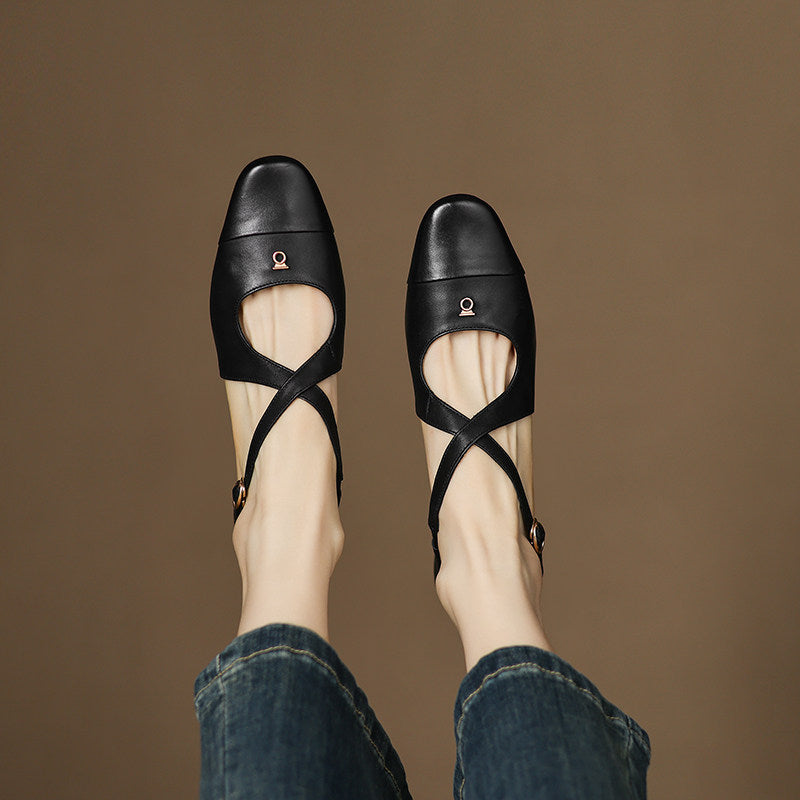 Elene Genuine Leather Mary-Jane Flats