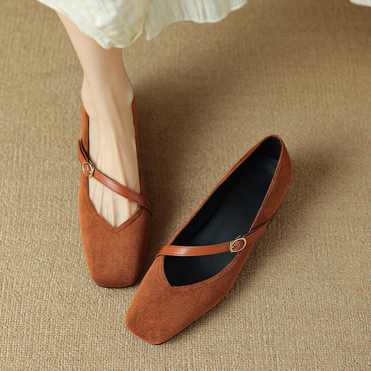 Suede Heeled Mary Janes