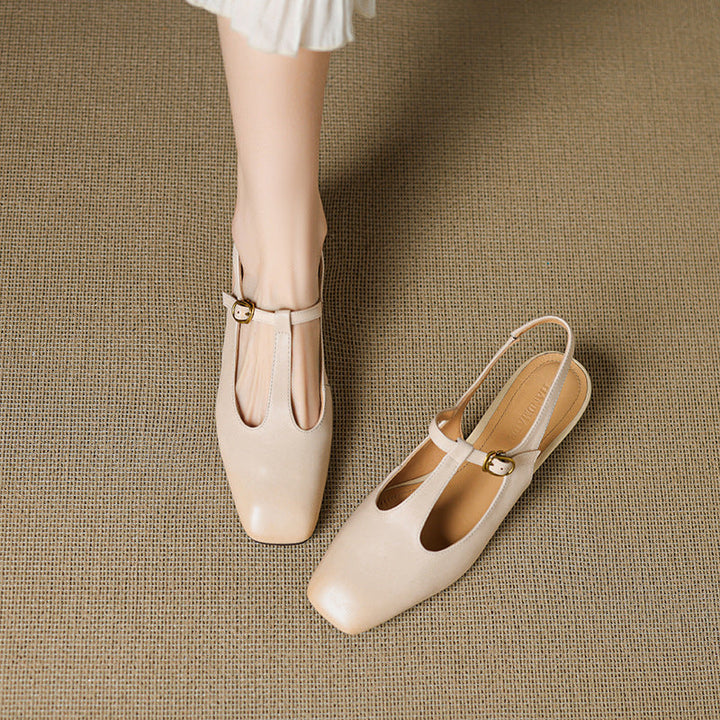 Authentic Leather T-Strap Heels