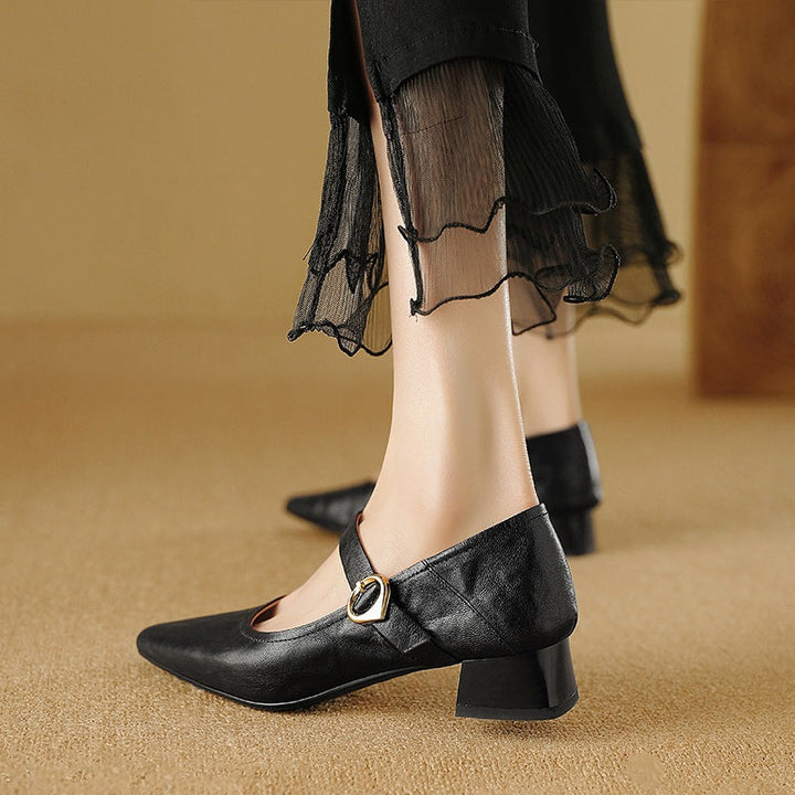 Genuine Leather Heels in Merlot Colour