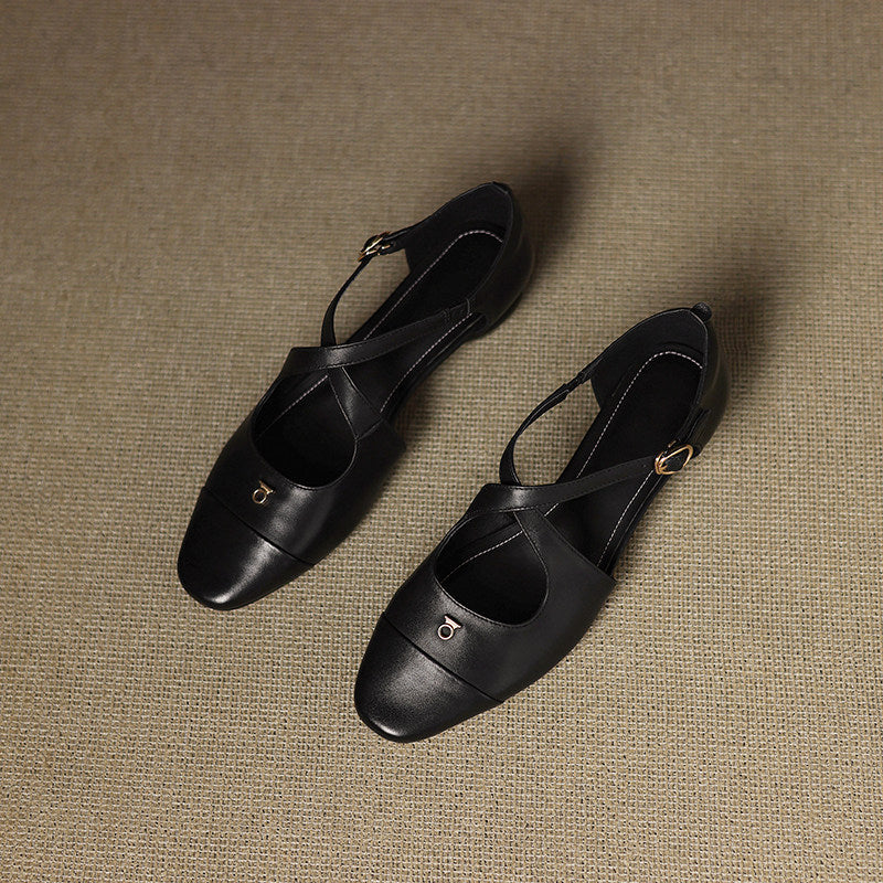 Elene Genuine Leather Mary-Jane Flats