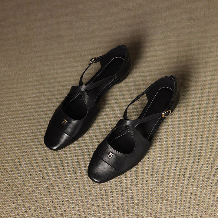Elene Genuine Leather Mary-Jane Flats