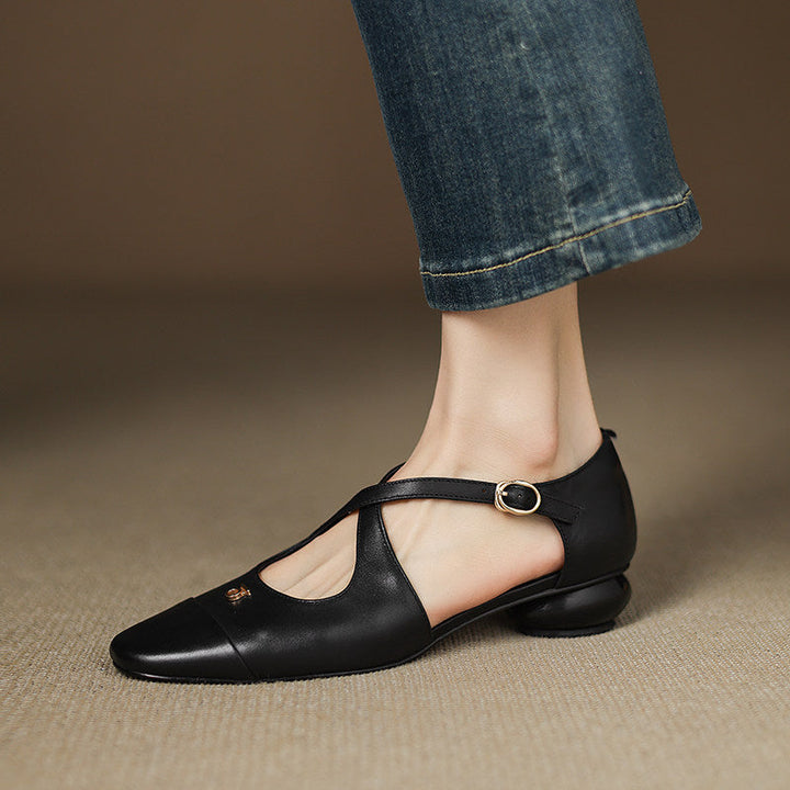 Elene Genuine Leather Mary-Jane Flats