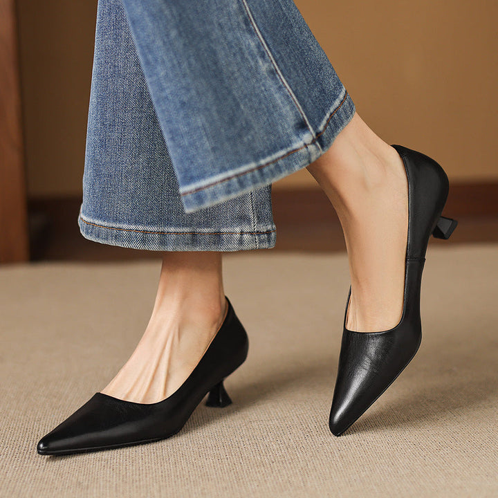 Authentic Leather Heels Revia