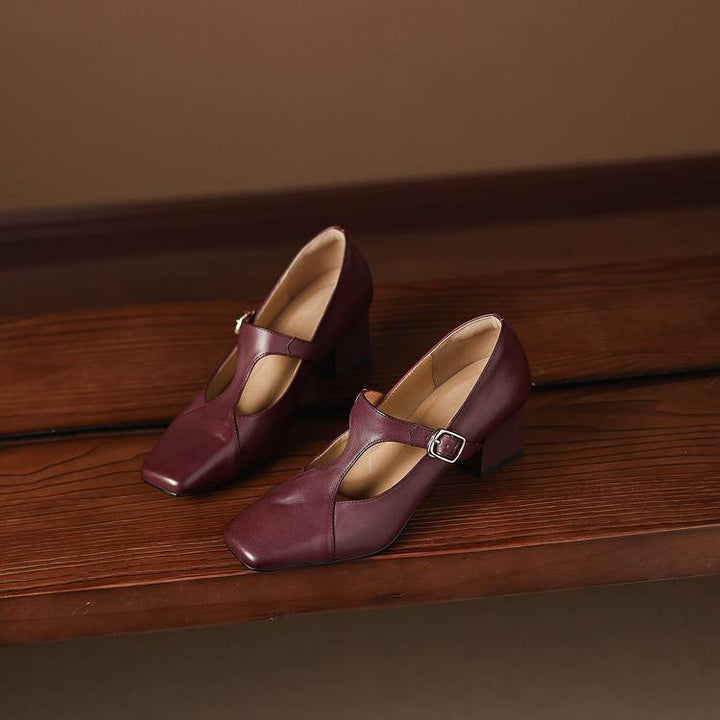 Authentic Leather Sandals with Square Toe