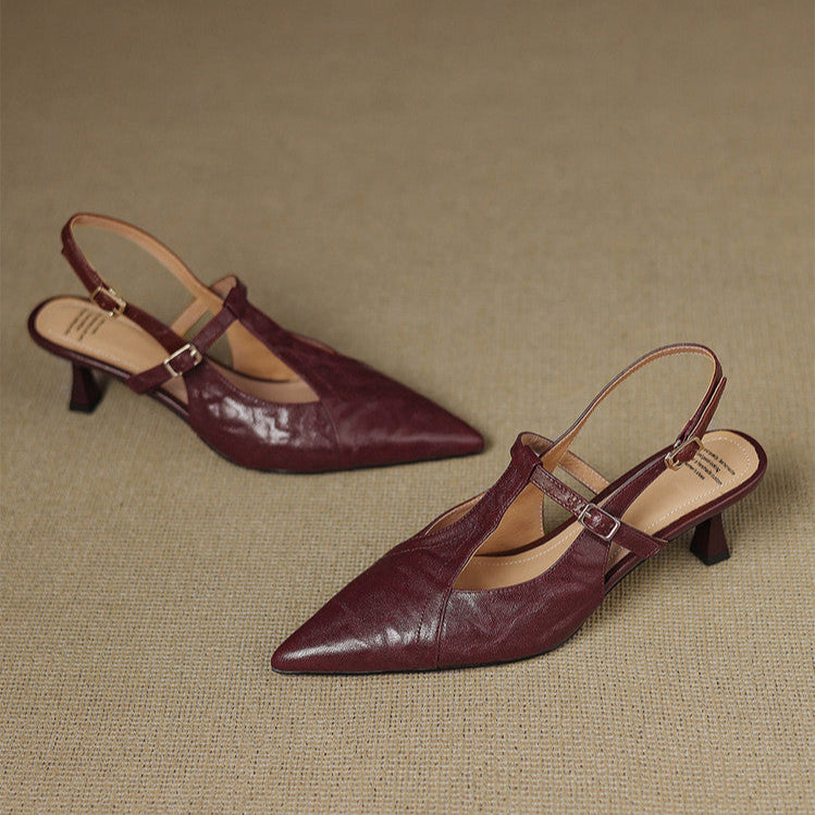 Black Heels Made of Genuine Leather