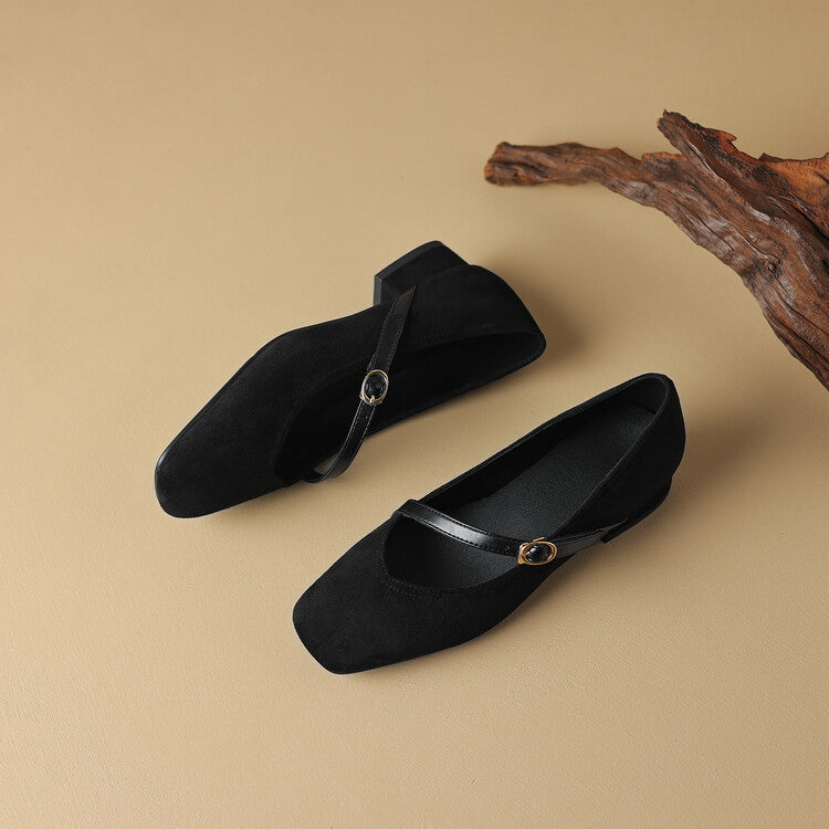 Suede Heeled Mary Janes