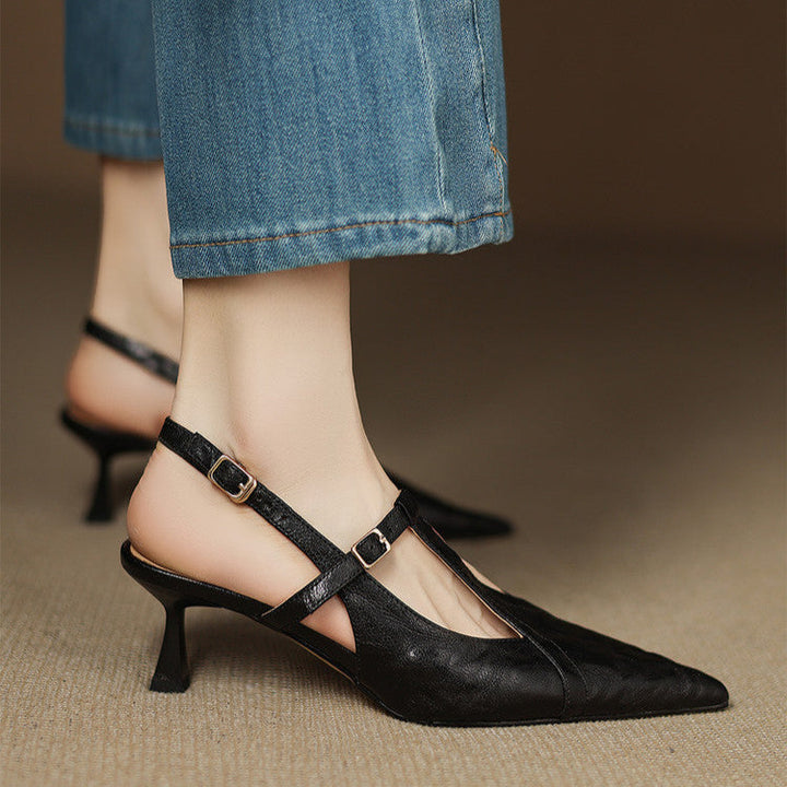 Black Heels Made of Genuine Leather