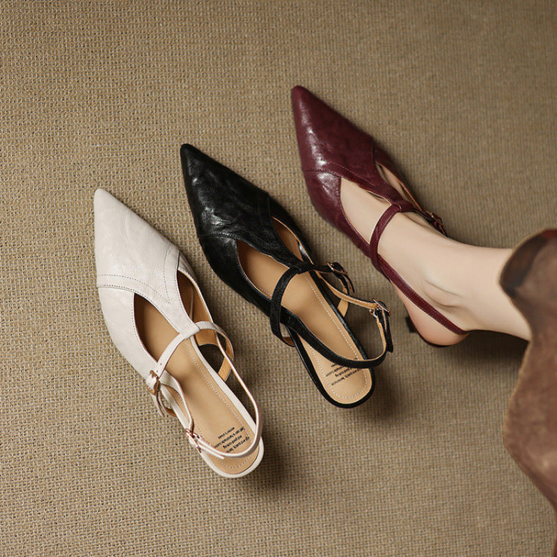 Black Heels Made of Genuine Leather