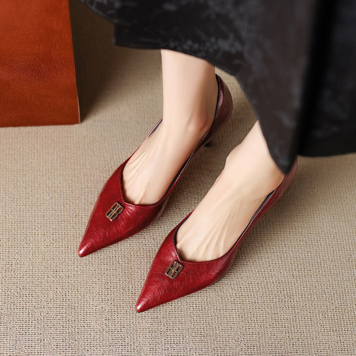 Genuine Leather Heels Bluer