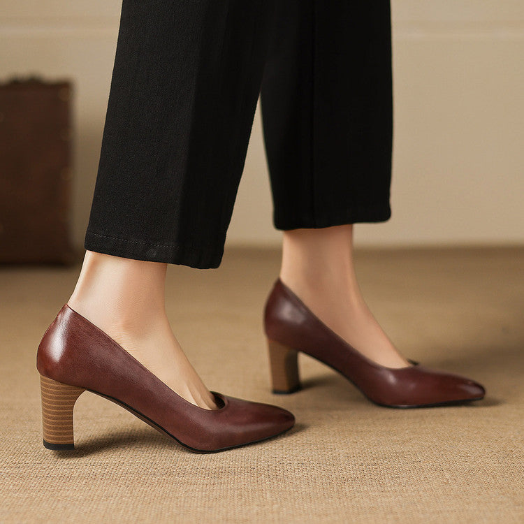Authentic Leather Heels Velia