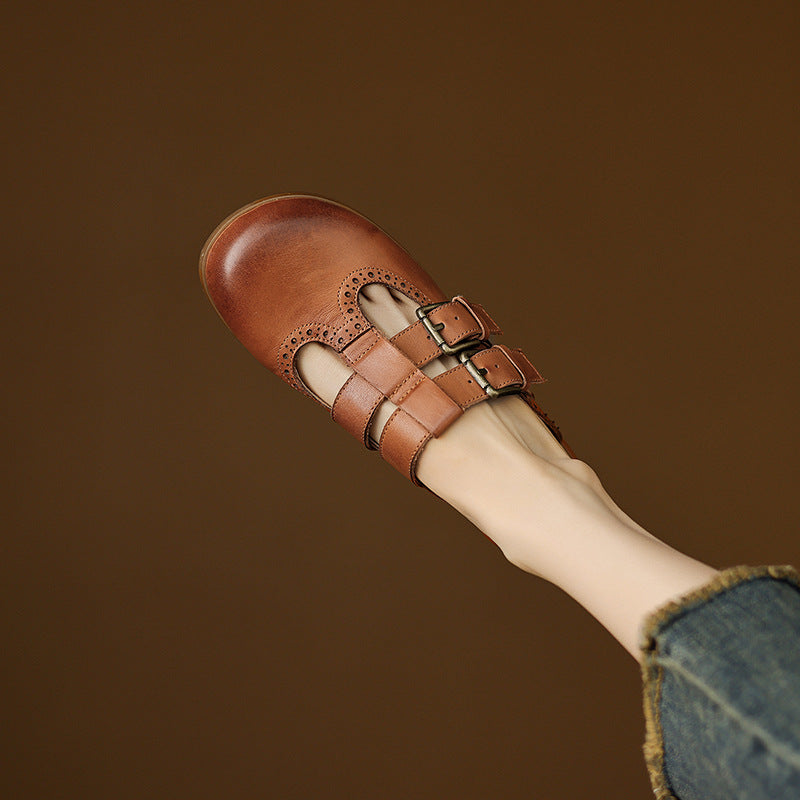Elin Genuine Leather Mules