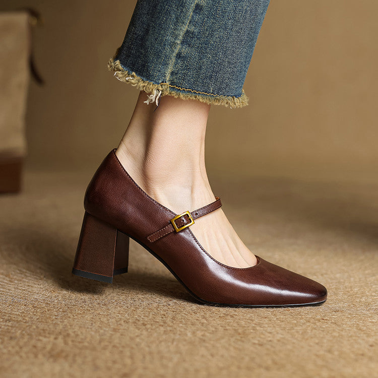 Genuine Leather Heels Lenara